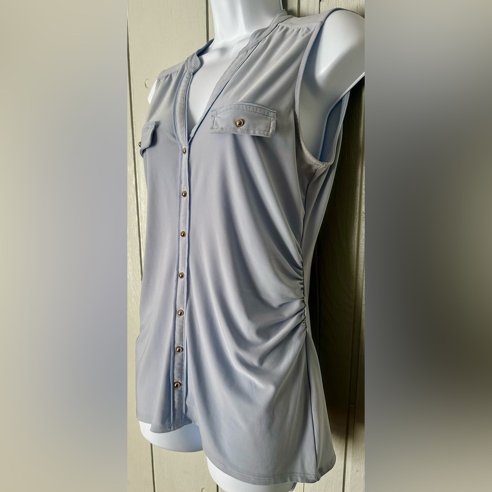 White House Black Market Sleeveless Light Blue Blouse - Picture 4 of 6